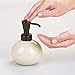 mDesign Retro Bathroom Round Ceramic Refillable Liquid Soap Dispenser Pump Bottle for Vanity Countertop, Kitchen Sink - Holds Hand Soap, Sanitizer, Lotion & Essential Oils - Vanilla/Bronze