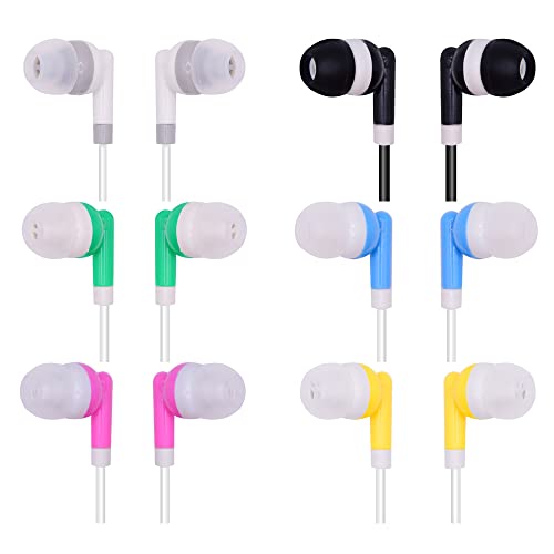 YFSFQS Bulk Earbuds Headphones Earphones for Classroom Individually Bagged 50 Pack 6 Assorted