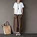 Aeneontrue Women's Casual Linen Wide Leg Pants Trousers with Elastic Waist (Style1_Brown, X-Large)