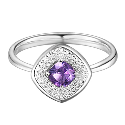 Carleen Sterling Silver Fashion 0.24 Carats Amethyst Ring Engagement Rings for Women, Size 7.5