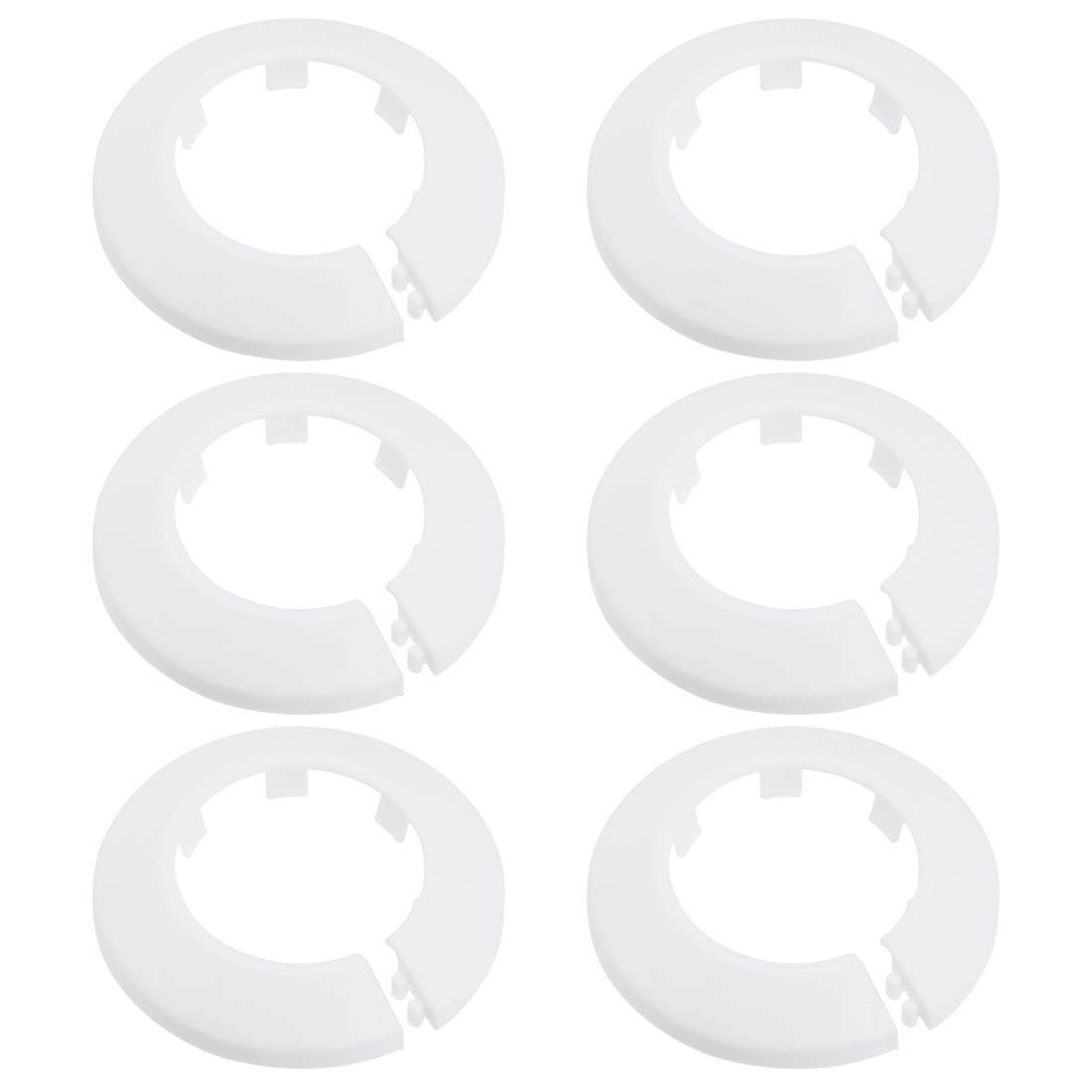 sourcing map 43-44mm Pipe Cover Decoration PP Plastic Water Pipe Escutcheon White 6pcs