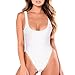 SARA SWIM One Piece Swimsuit Scoop Front Low Back High Cut Retro Bathing Suit for Women (M, White)