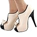 SHOW STORY Vintage Beige Black Two Tone Bow Platform Stiletto High Heel Ankle Boots,LF30427BG40,8.5US,Beige