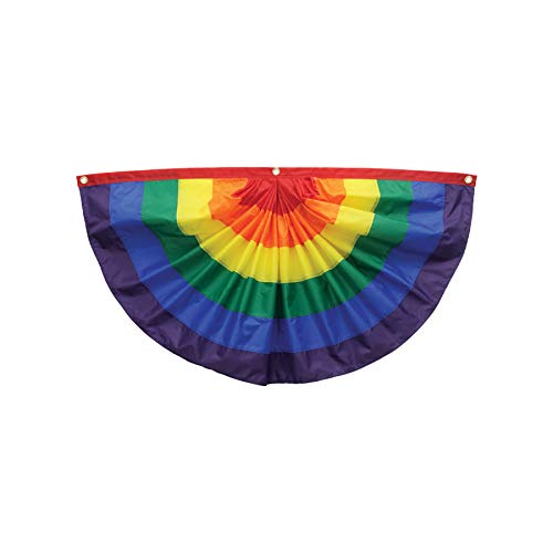 In the Breeze 3703 Rainbow Pleated Fan Bunting, 1.5' x 3' -Outdoor Decoration,…