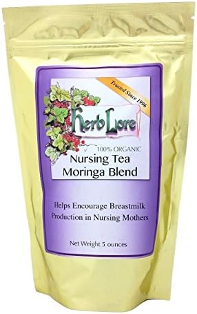 Herb Lore Organic Nursing Tea With Moringa, 60 Servings, Loose Leaf, Lactation Tea Helps Increase Breast Milk Supply Naturally And Calms Colic And Gas in Baby and Mama