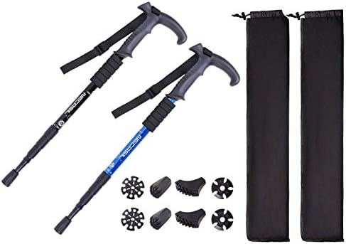 NECASIL Alpenstocks Anti Shock Hiking Walking Trekking Trail Poles Sticks Collapsible, Lightweight, Shock-Absorbent with Quick Locks 4 Season[2-pack]