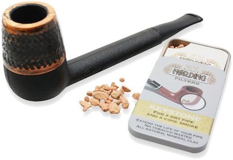 Nording Keystone Natural Black Brown Rustic Briar Pipe Kit with Filters New (Rustic Briar)