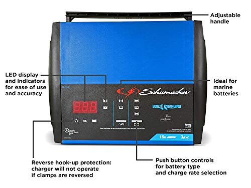 Schumacher SC1359 Fully Automatic Battery Charger, Maintainer, and Auto