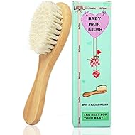 Molylove Baby Hair Brush with Wooden Handle and Super Soft Goat Bristles for Newborns & Toddlers