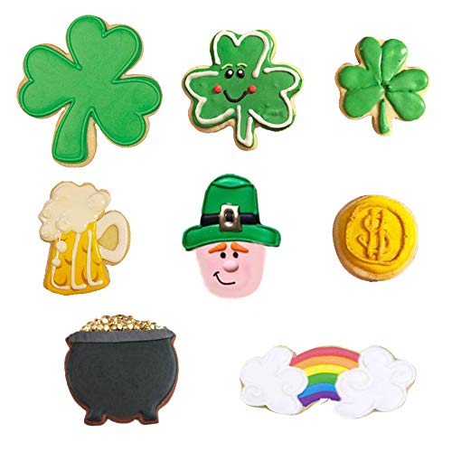 image for MSDADA 8 Pcs Shamrock St.Patrick's Day Cookie Cutter Set Irish Party S