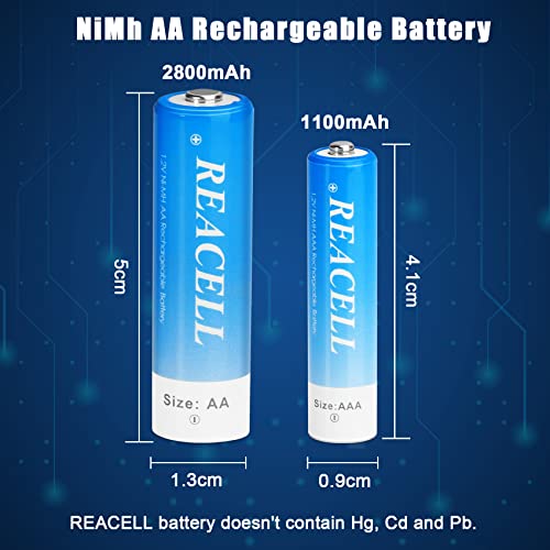 REACELL AA AAA Rechargeable Batteries Combo 8 Pack, 1.2V High Capacity