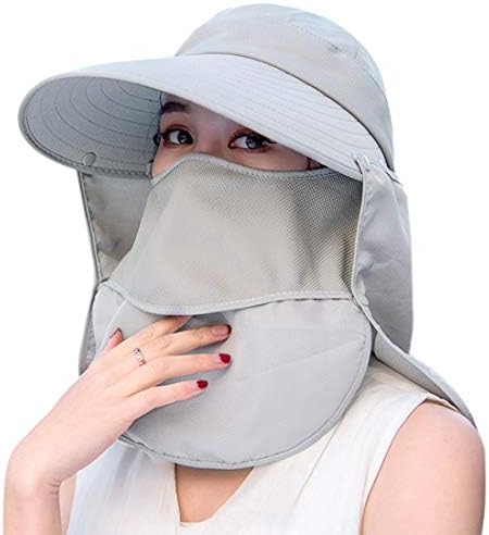 レディース 日よけ つば広 Uv保護 釣り帽子 折りたたみ式 ポニーテール 夏用帽子 取り外し可能なフラップ付き