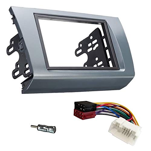 Sound-way Double DIN Car Radio Installation Kit, 2 DIN Front Panel Frame, Facia Adaptor, ISO Connector Cable, Antenna Adapter, compatible with SUZUKI Swift 2004-2010