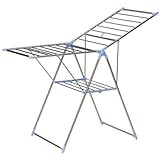 Household Essentials Adjustable Gullwing Style Clothes Drying Rack, Aluminum and Stainless