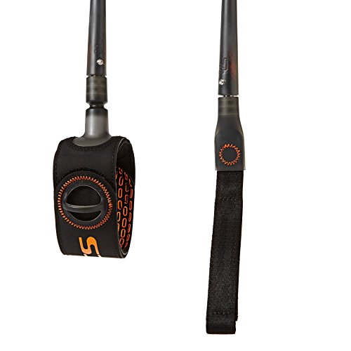 FCS Freedom Series Surfboard Leash - 6' feet - Orange - High Tensile Over-Braided Nylon Cord