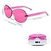 One Piece Oval Candy Colorful Sunglasses Transparent Rimless Round Clout Goggle Glasses (Pink)