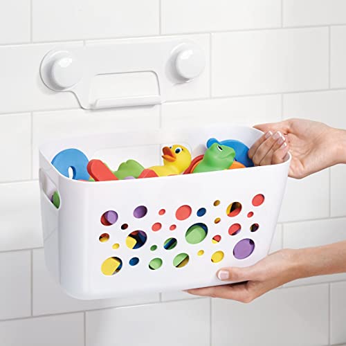 mDesign Hanging Plastic Bath Toy Holder and Organizer Suction Cup