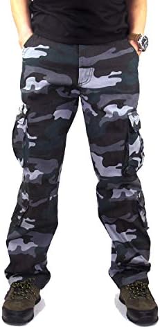 Men's Outdoor Casual Loose Multi Pocket Cargo Pants Solid Military Athletic-Fit Trousers by Summer