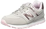 New Balance Girls' KL574 Sneaker, Grey/Pink, 2 M US