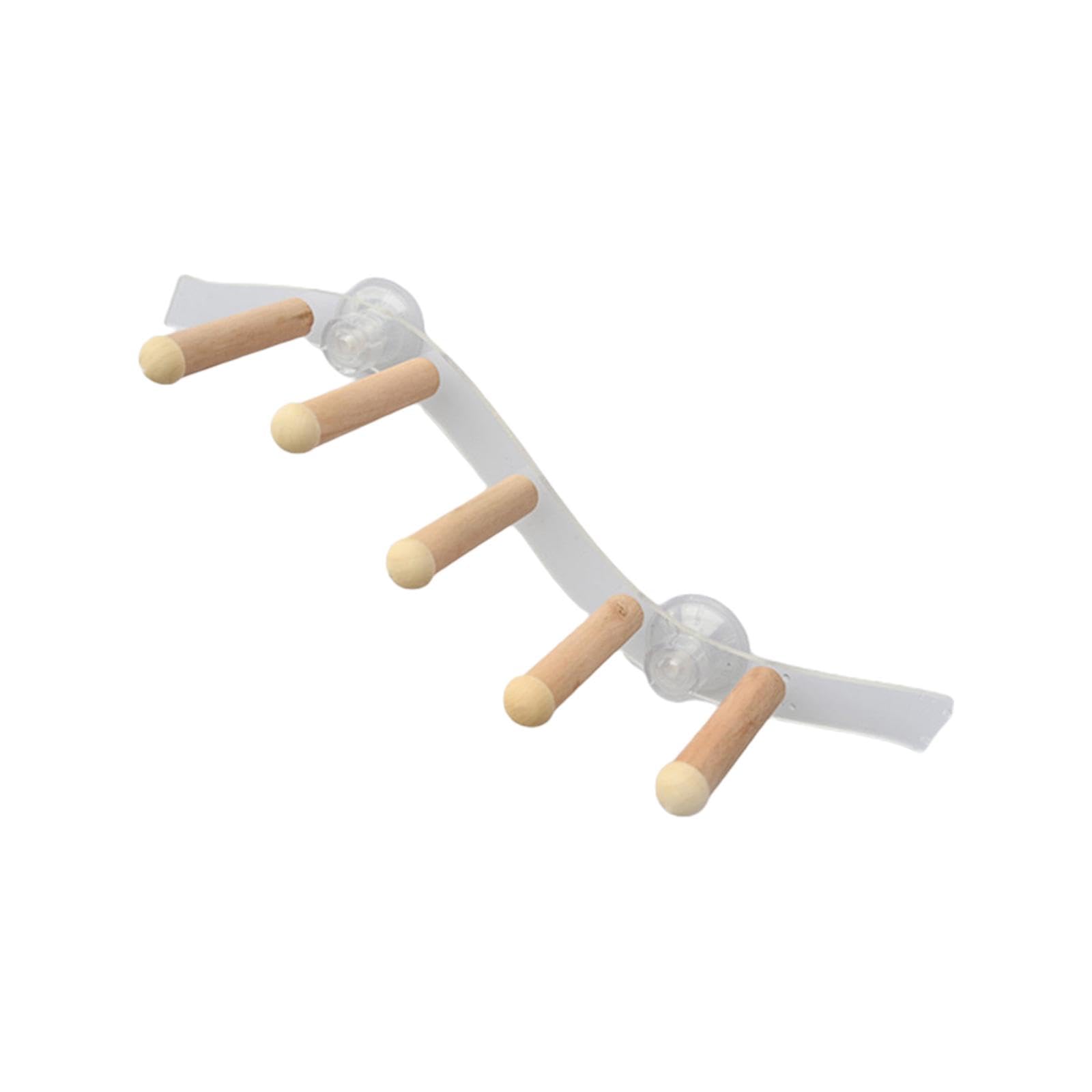 kowaku Suction Cup Wood Perch Toy Window and Shower Perch Toys Cage Accessories Parrot Playstand for Cockatiel Lovebird Budgie, style B