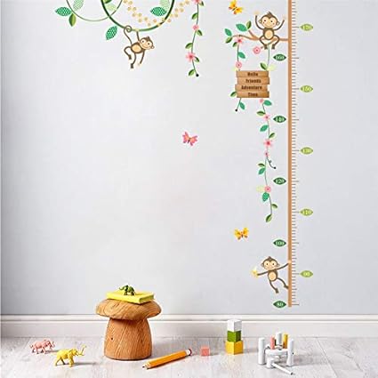Miyaa Kinder Messlatte Garten Affen Hohe Messen Wand Aufkleber Fur Kinder Zimmer Schmetterling Zaun Blume Hohe Chart Kinderzimmer Dekor Poster Amazon De Sport Freizeit