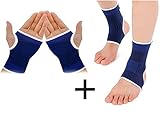 ANMKOT Set of 2 Protect Support Ankle Palm Wrist Compression Sleeve and Elastic Wrist Hand Brace Gym Sports Support Wrist Gloves