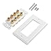 Cable Matters Speaker Wire Wall Plate, Gold Plated Speaker Wall Plate with Banana Plug Binding Post for 4 Speakers, White