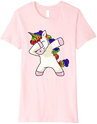 Womens Unicorn cute dabbing T-Shirt Funny Dab Dance Rainbow Shirt Medium Pink