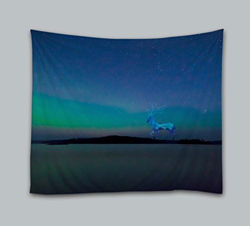 Tapestry Wall Hanging,Veogo Nebula Pattern Light-weight Polyester Fabric Wall Decor for Bedroom / Living Room / Dorm Accessories(The deer under nebula#1, 60X51 Inch)