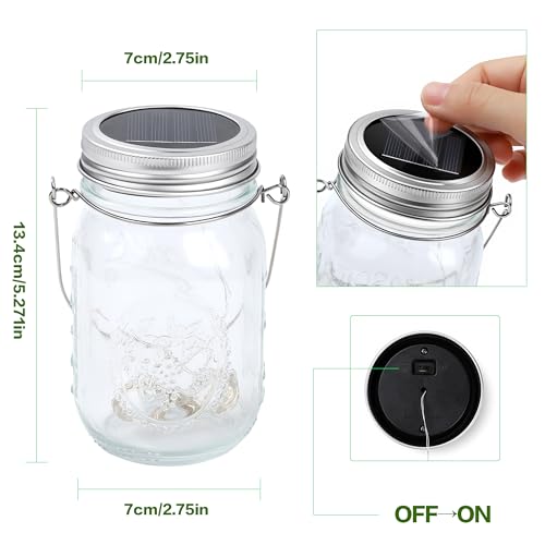 Solar Garden Lamps - Pack of 6 Solar Mason Jar Lamps 30 LED Waterproof Outdoor Lights Decorative Fairy Light for Tree Terrace Christmas Party (A-Warm White)