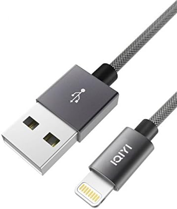 IQIYI[MFi Certified] iPhone Charger Cable to USB Sync Charger Cord Metallic Nylon Fiber Fishnet Cloth Compatible iPhone X 8 8 Plus 7 7 Plus 6s 6s Plus, iPad Mini Air Pro, 2m/6.6ft - Space Gray