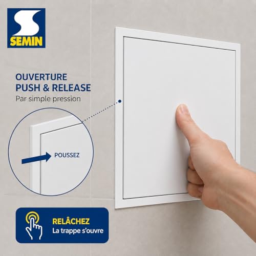 Semin Steel Visit Hatch - White Lacquered - 500 x 500 mm - Push/Release Opening