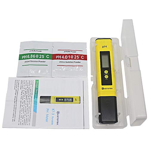 KETOTEK Digital PH Meter, PH Meter with ATC, Water PH Test Meter with 0.00-14.00PH Measure Range for Drinking Water, Hydroponics, Aquariums, Swimming Pools. High Accuracy 0.01 PH Pen Tester