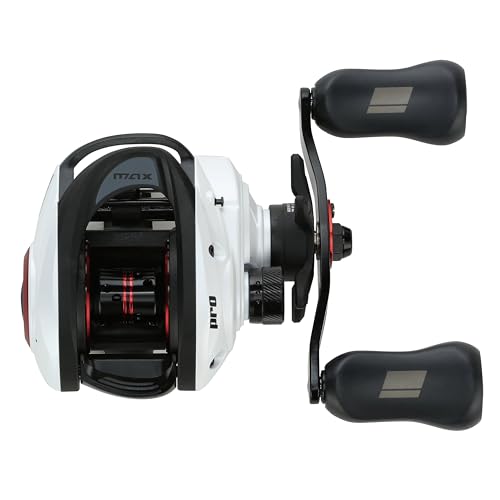 Abu Garcia Max Pro Low Profile Baitcast Fishing Reel, Right, Lightweight Design, Graphite Body and Sideplates, Duragear Brass Gear, Carbon Matrix Drag System