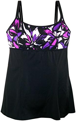 Inches Away One-Piece Swimdress Swimsuit Abstract 10-18 (12, Black/White/Purple)