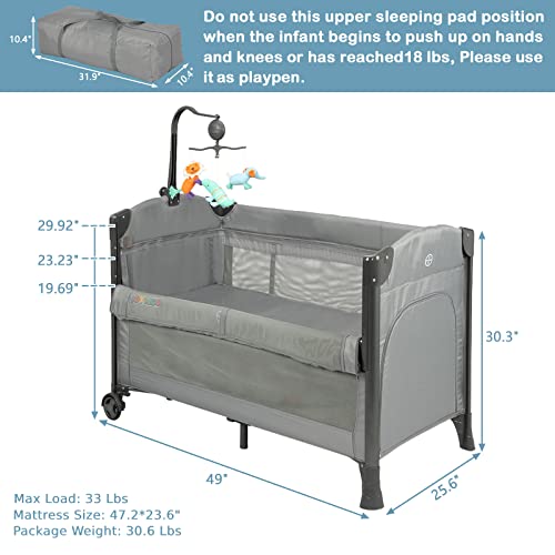 JOYMOR Baby Bedside Sleeper, Extra Large Bed Side Pack n Play