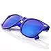zeroUV Retro Bright Horn Rimmed Sunglasses with Colorful Mirrored Lenses - UV400 (Clear Blue/Ice)