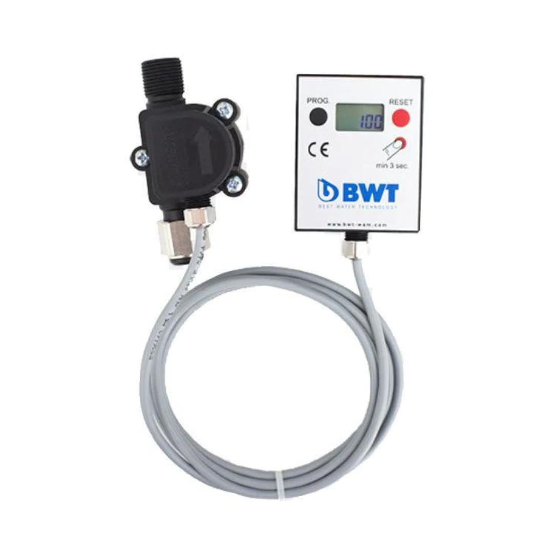 Photo 1 of BWT Aquameter LF Water Filter Meter 3/8" with LCD Display – Low Flow (10–100 l/h) – For Espresso Machines – Compatible with BWT Bestmax & Besttaste Filters