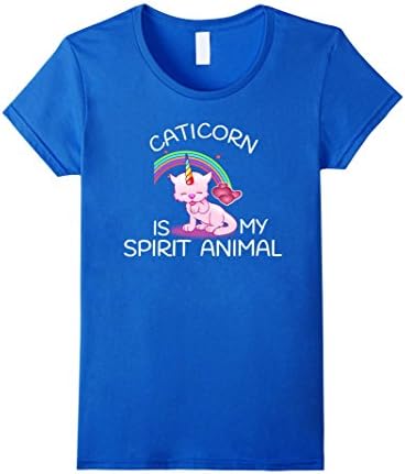 Women's Caticorn is My Spirit Animal Cute Magical Unicat T-Shirt Medium Royal Blue