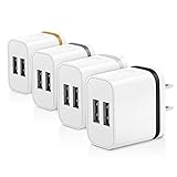 Wall Chargers, Canjoy 4 Pcs 2 Powerport 2A 10W iPhone Samsung USB Plug Charger Home and Travel Adapter for iPhone 6s/ 7 /Plus, iPad, Motorola, HTC, Other Smartphone(Black/Grey/Silver/Orange)
