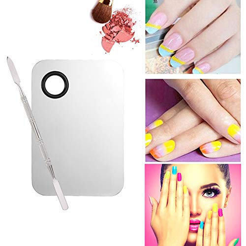 DaveandAthena 2 Pack Makeup Mixing Palette,Stainless Steel Makeup Palette and Spatula Pro Cosmetic Tool, 2 Types