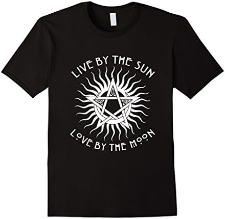 Men's Wiccan Pagan Witch T Shirt-Live by the Sun Love by the Moon Large Black