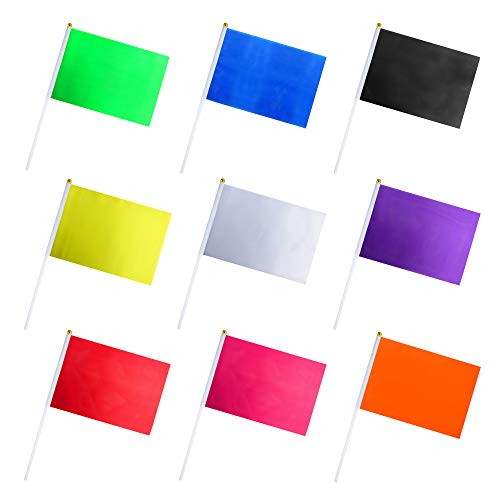 Consummate 45 Pack Solid Color Flag Small Mini Plain Black White Red Yellow Green Blue Purple Orange Rose Red Stick Flags Set Amazon In Amazon In