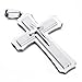 MENDINO Mens Large Polished Stainless Steel Three Giant Cross Pendant Necklace Silver with 22 inch Chain