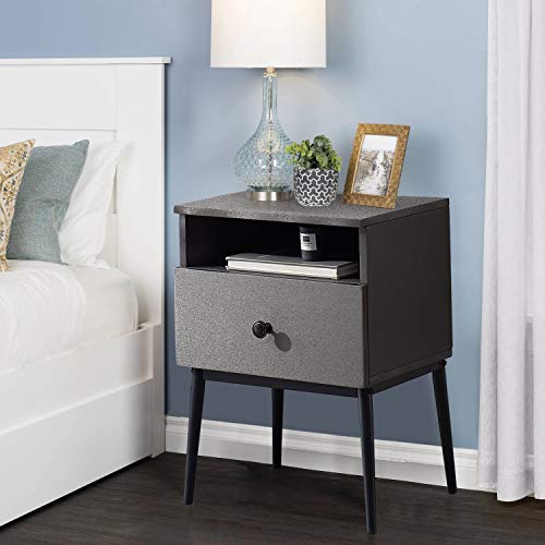 VECELO Modern End Side Tables, Nightstand with 3Layer Storage Shelf