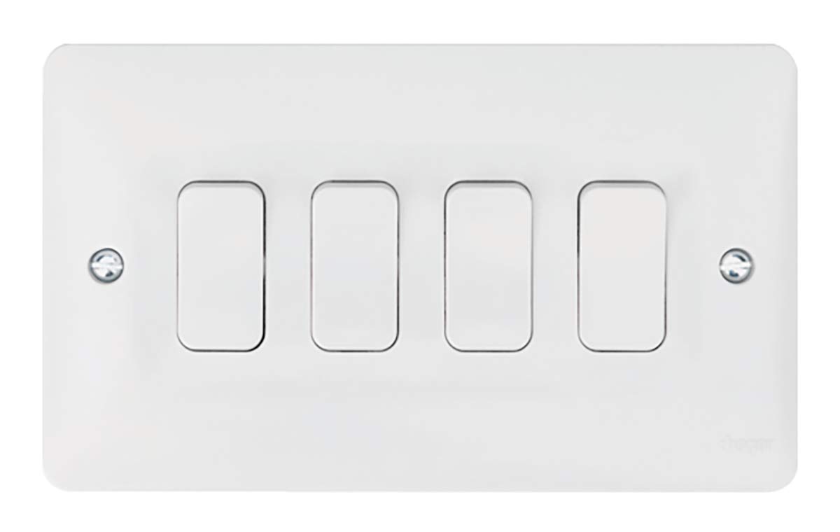 Hager 10AX 4 Gang 2 Way Wall Switch - Sollysta Range
