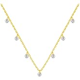 Izpack Diamond Choker Necklace for Women 925 Sterling Silver Crystal Cubic Zirconia Adjustable Chain Necklaces Delicate Jewelry Gifts for Her