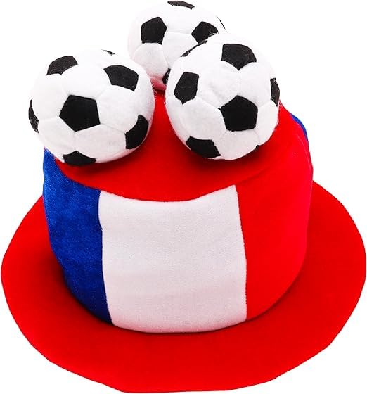 Toyland® France Flag Novelty Football Fan Top Hat With 3D Footballs - Perfect For Euro/World Cup/Football Parties & French Celebrations - 8 Countries Available