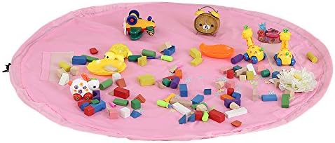 Platmat Bag with Drawstring - Kids Toy Storage Organizer, Unfolds as 60 Inches Play Mat for Lego, Cars, Puzzle (Pink) By Talent