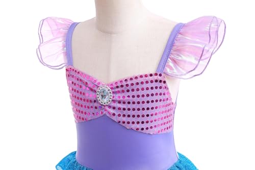 Little Girls Mermaid Costume, Princess Mermaid Ariel Costumes with Accessory, Mermaid Dress Costume For Fancy Dress Up Cosplay Party Birthday Party